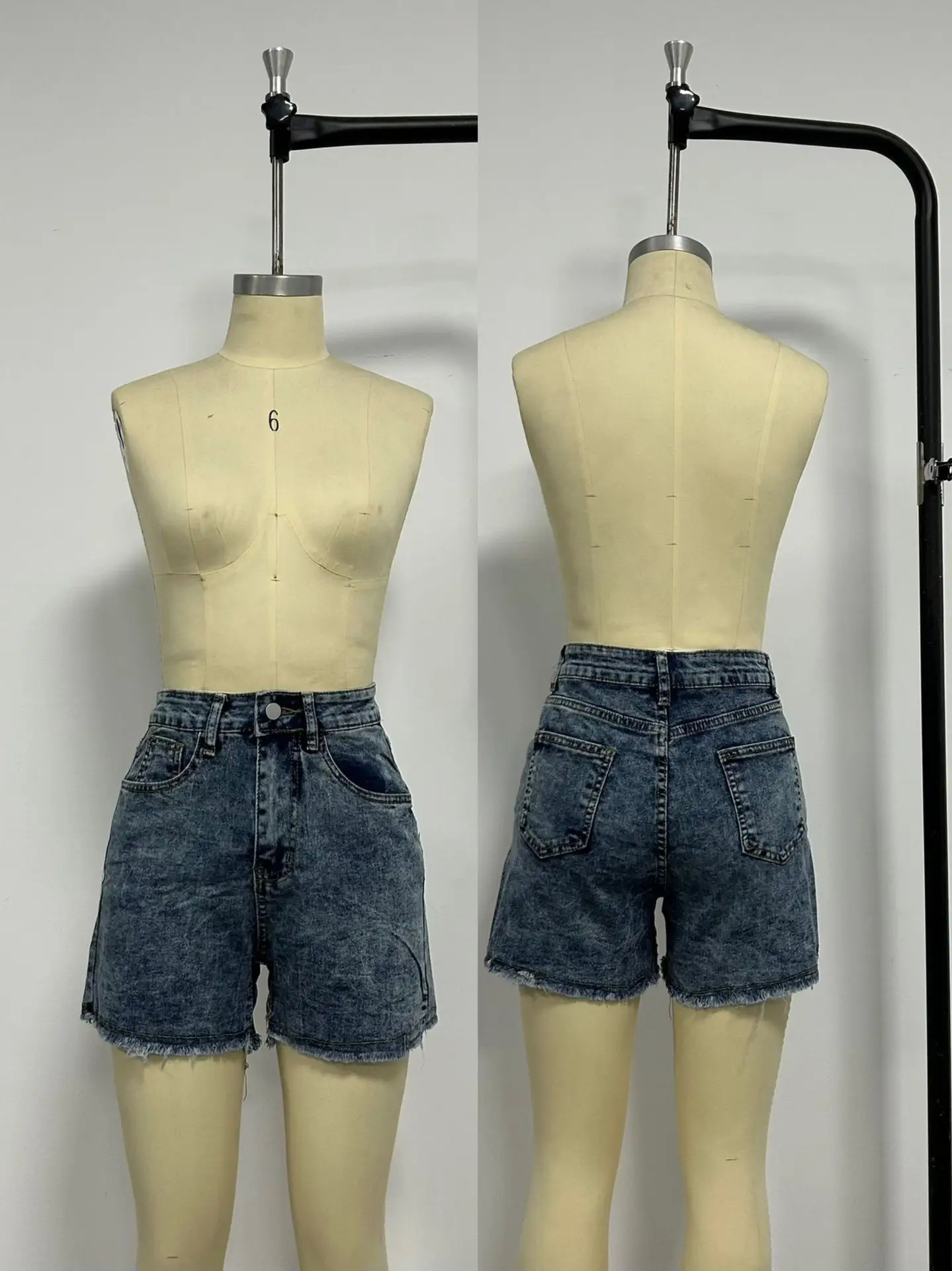 Women Denim Shorts Stretch Slim Blue Wash — feature 4