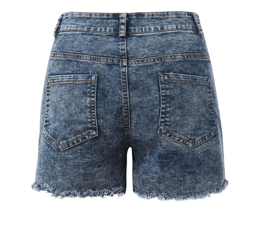 Women Denim Shorts Stretch Slim Blue Wash — feature 6