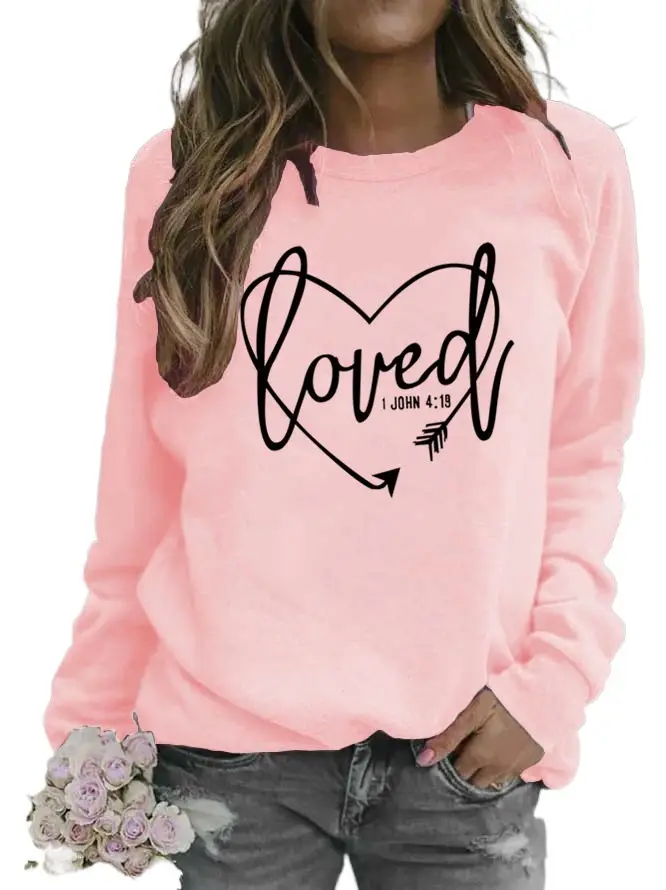 Women's Long Sleeve Heart Print Sweatshirt White - Image 11