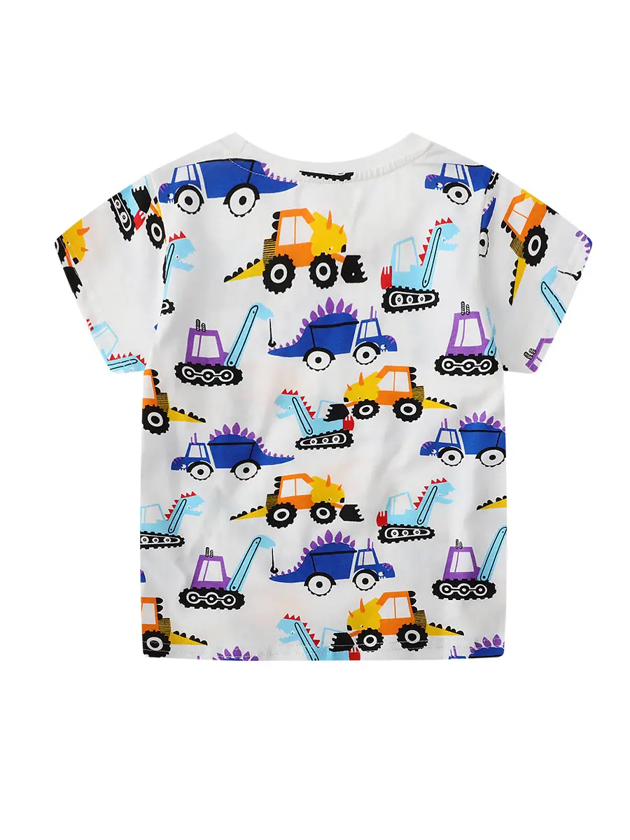 New Boys' Cotton Knit T-Shirt with Truck Print