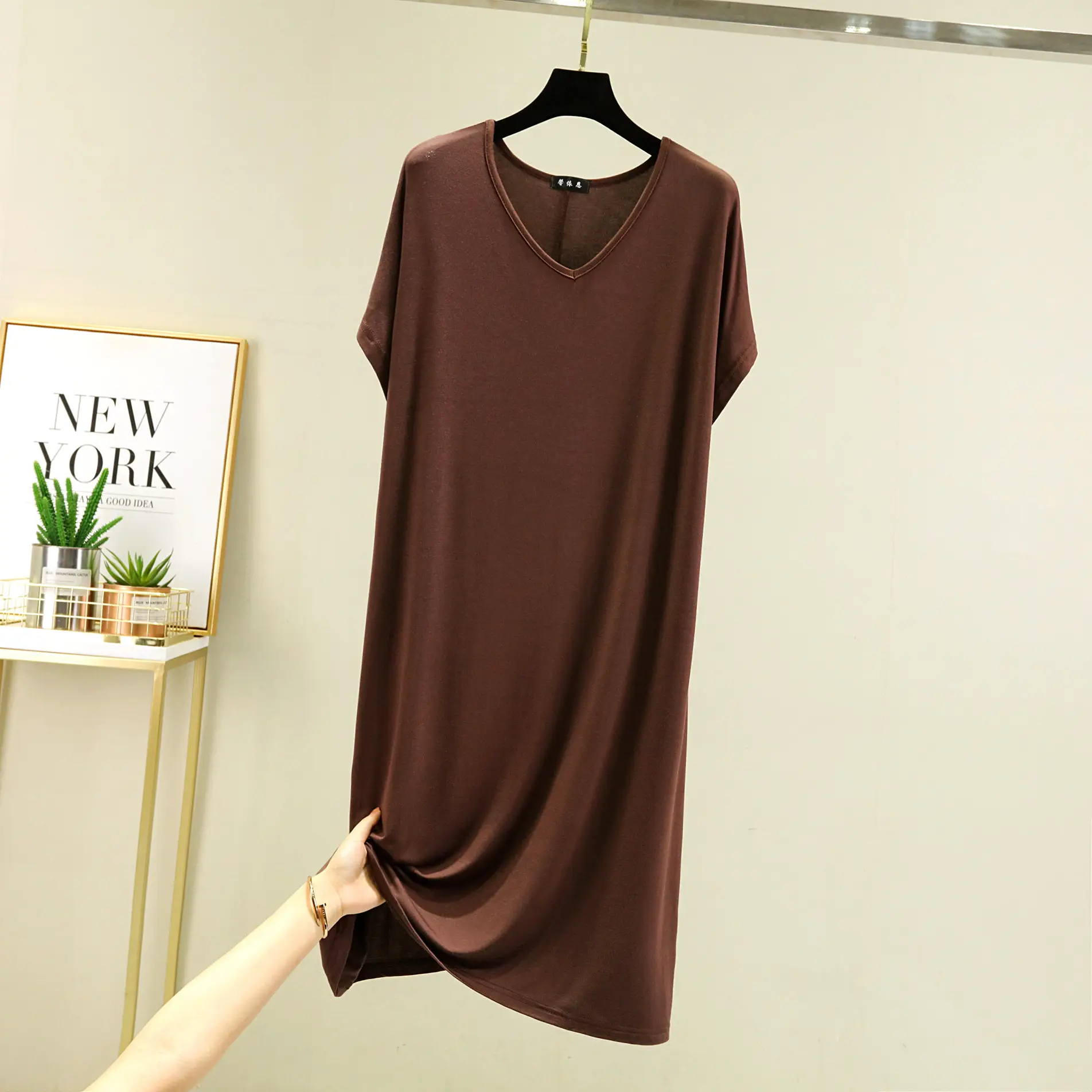 Women V-Neck Loose Nightgown Pajamas Spring Summer - Image 10