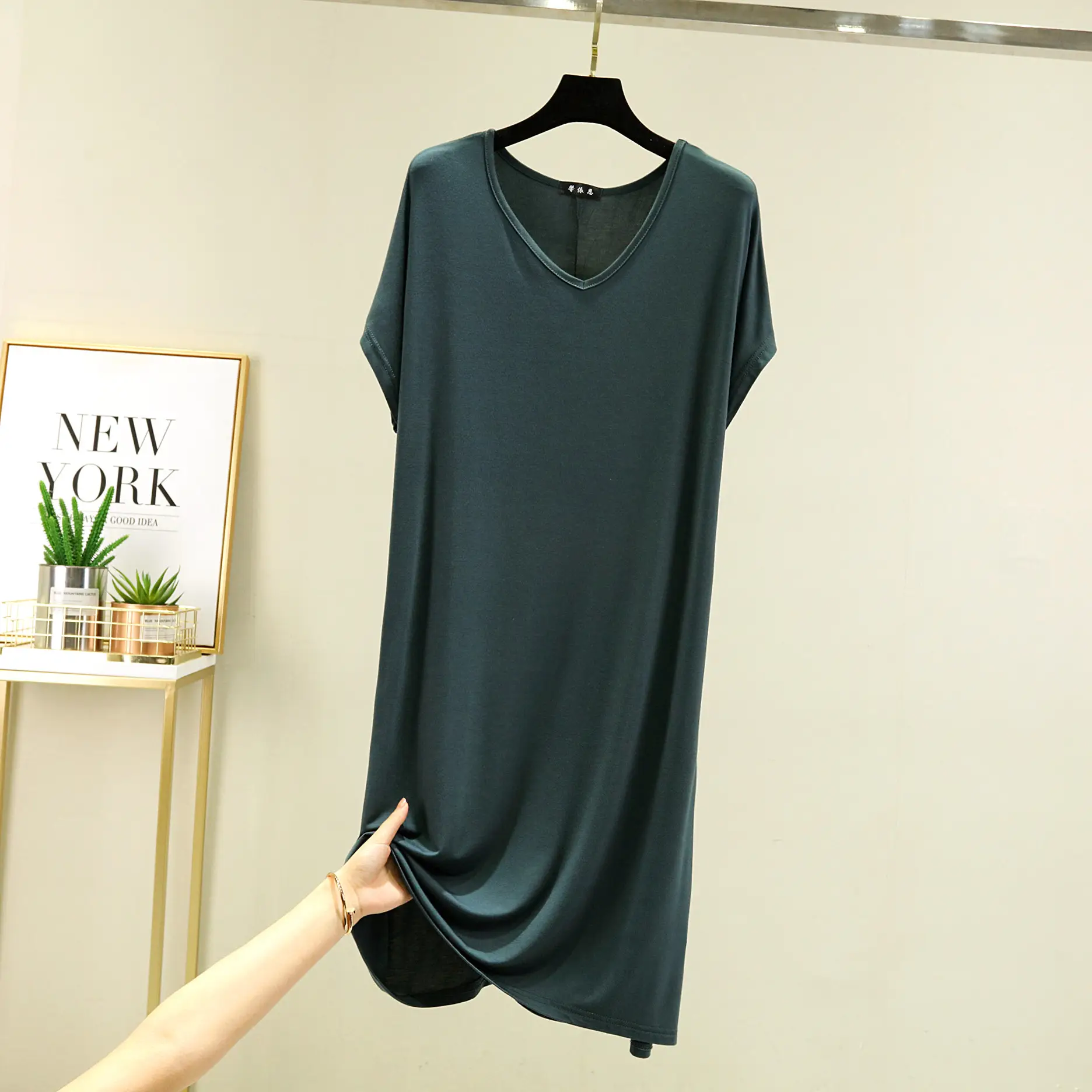 Women V-Neck Loose Nightgown Pajamas Spring Summer - Image 7