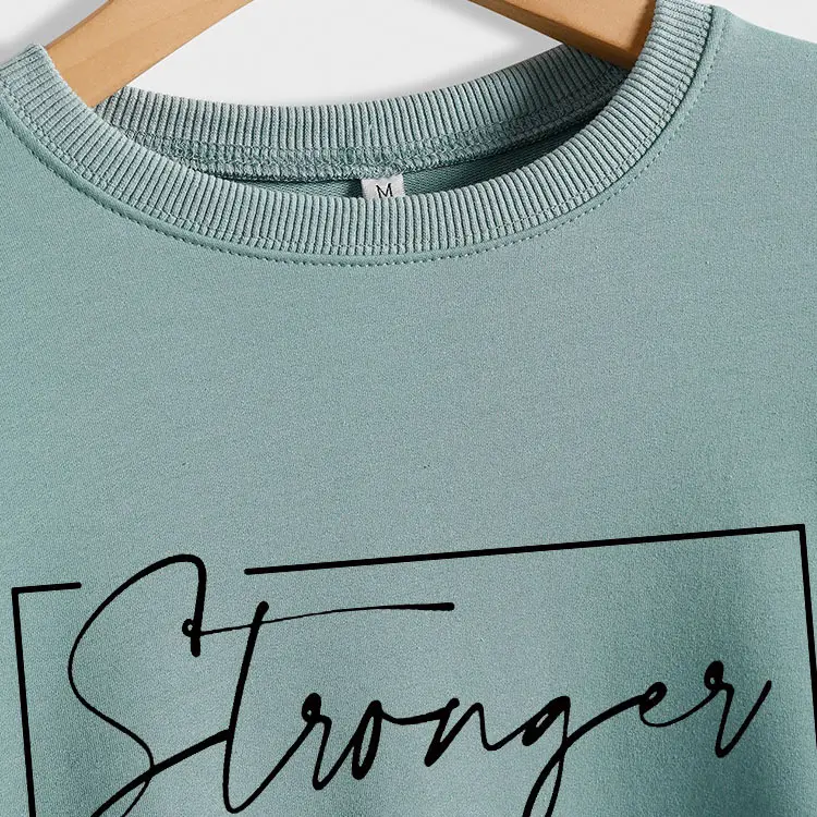 Women Sweatshirt Stronger Than Cancer Print Pink Large