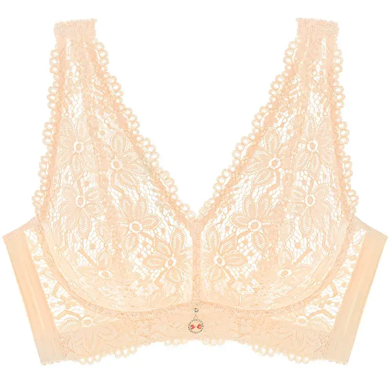 Black Lace Bra for Women, Wireless, Push-Up, French Style - Image 3