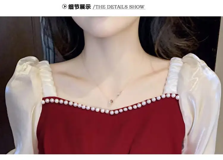 Women's Red Princess A-Line Skirt Dress — feature 16