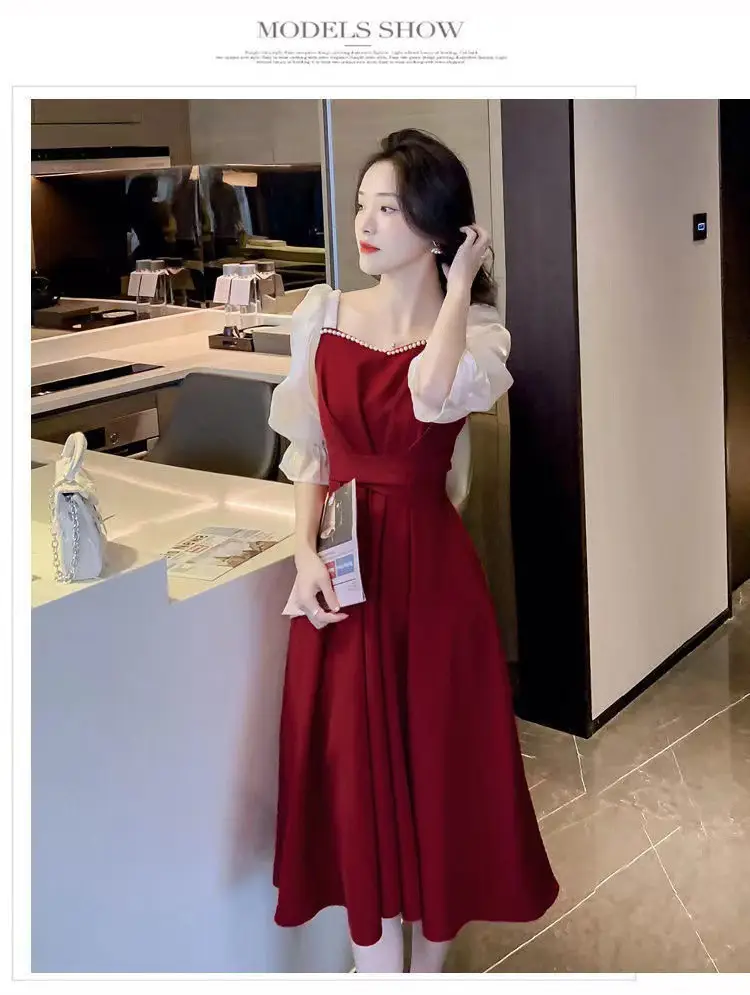 Women's Red Princess A-Line Skirt Dress — feature 9