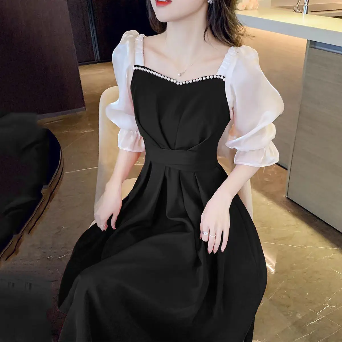Women's Red Princess A-Line Skirt Dress - Image 2
