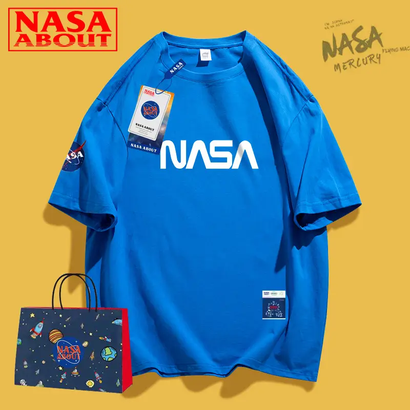 NASA Black T-Shirt Men Summer Loose Fit - Image 2