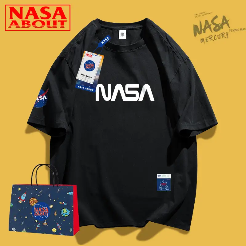 NASA Black T-Shirt Men Summer Loose Fit - Image 3