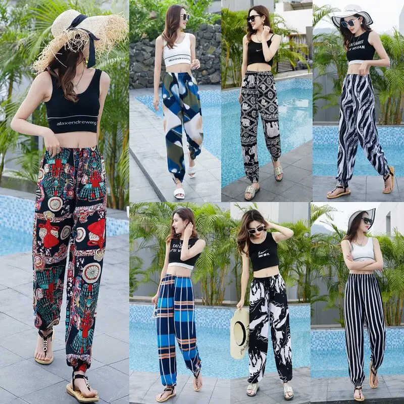 Women's Printed Cotton Silk Summer Pants
