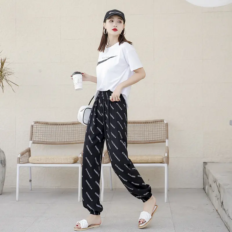 Women's Printed Cotton Silk Summer Pants