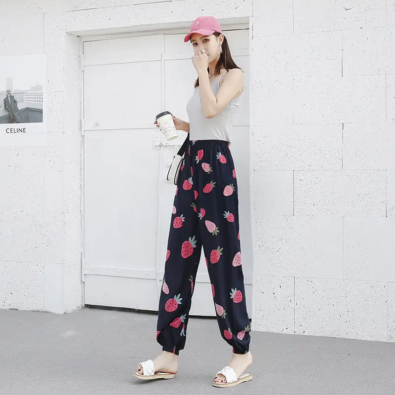 Women's Printed Cotton Silk Summer Pants