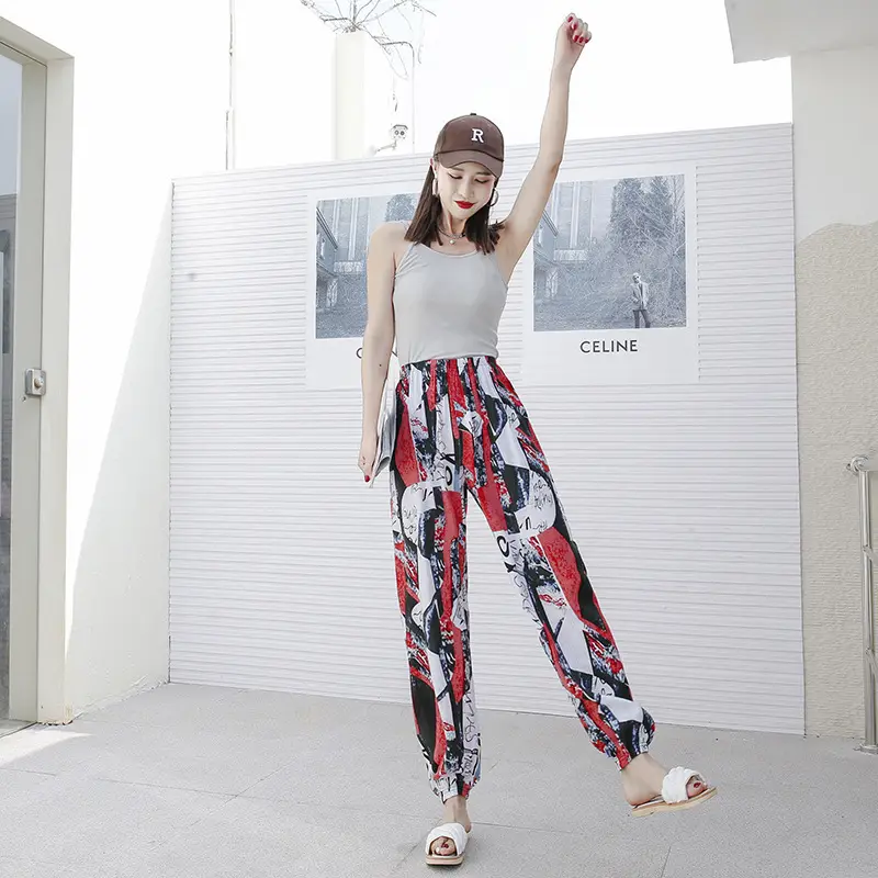 Women's Printed Cotton Silk Summer Pants