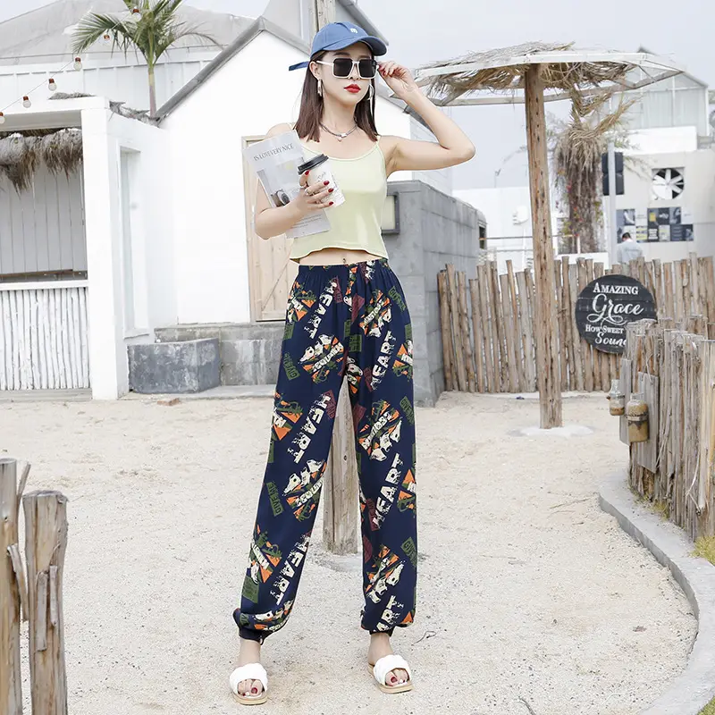Women's Printed Cotton Silk Summer Pants