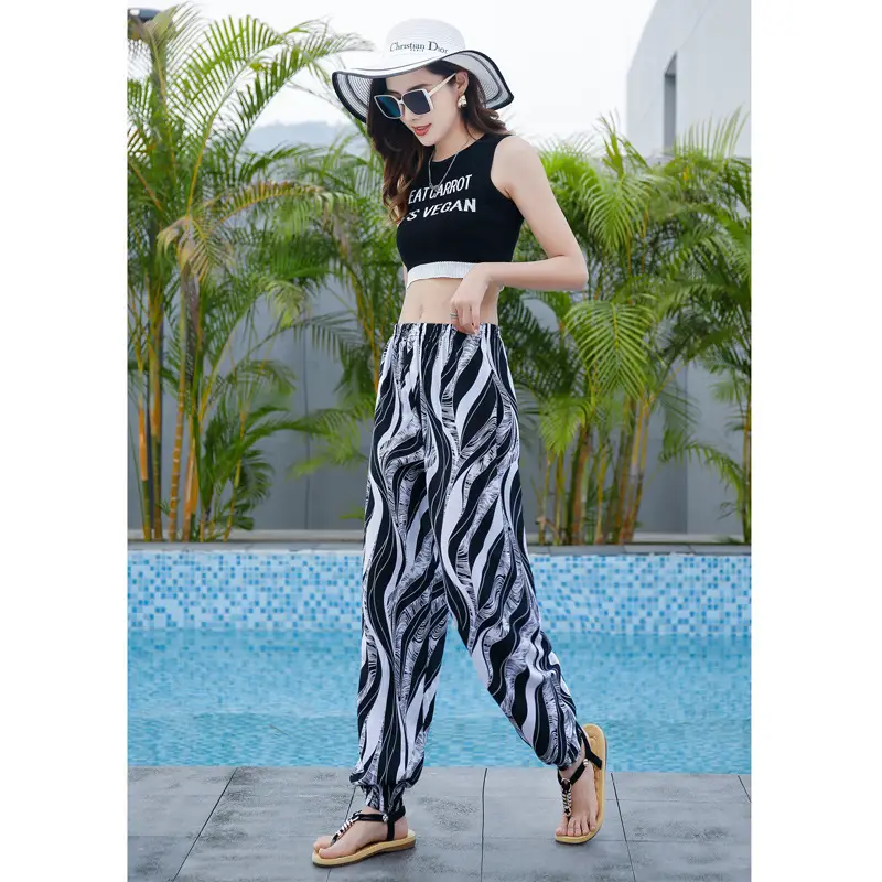 Women's Printed Cotton Silk Summer Pants