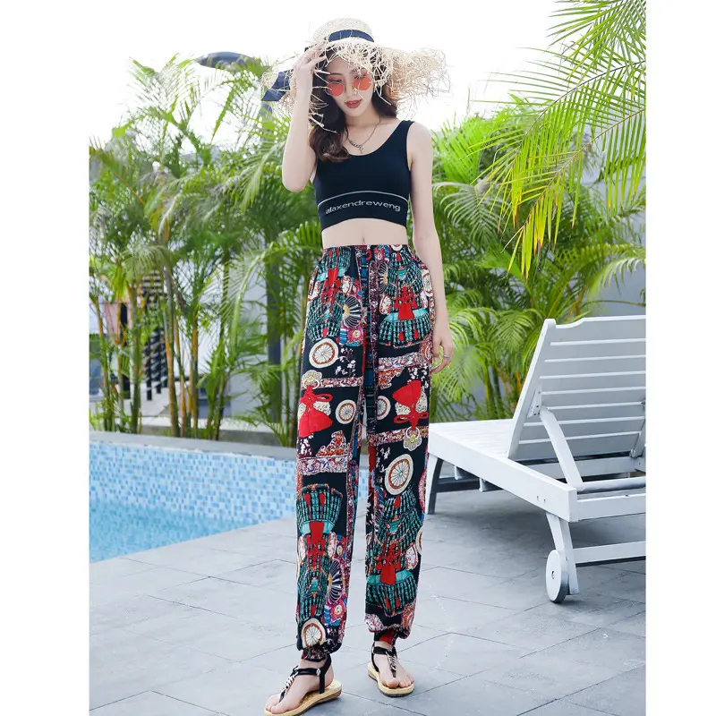 Women's Printed Cotton Silk Summer Pants