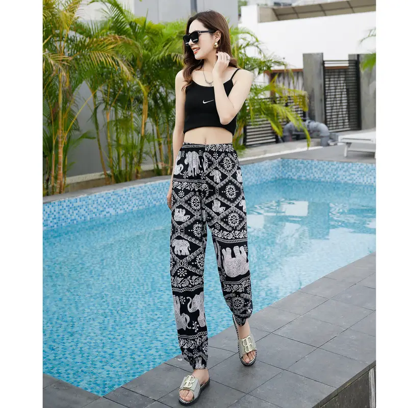 Women's Printed Cotton Silk Summer Pants