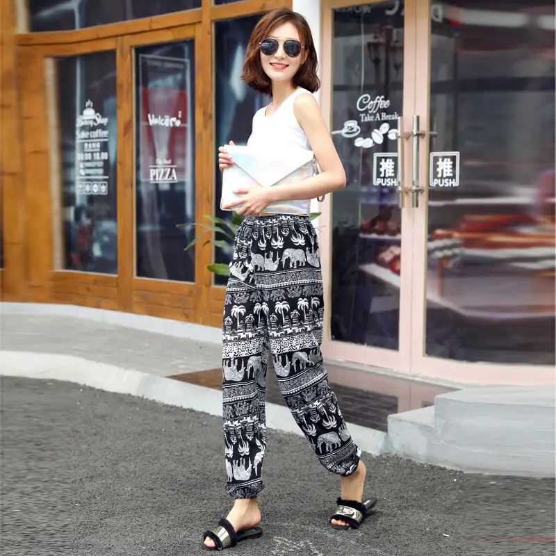 Women's Printed Cotton Silk Summer Pants
