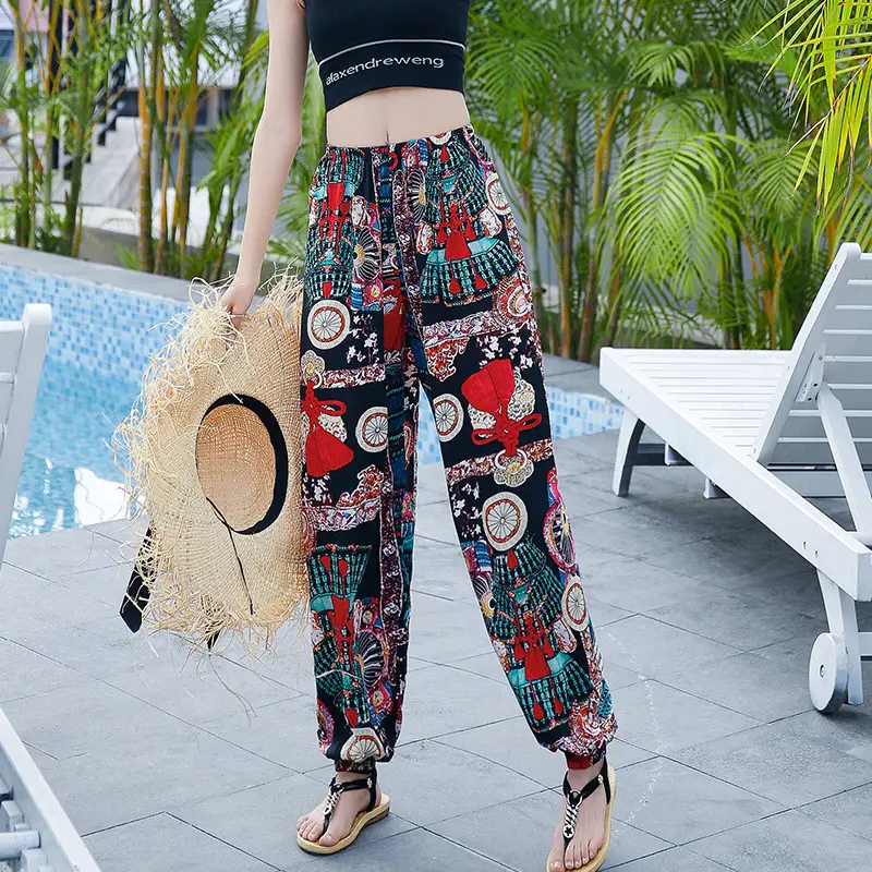 Women's Printed Cotton Silk Summer Pants