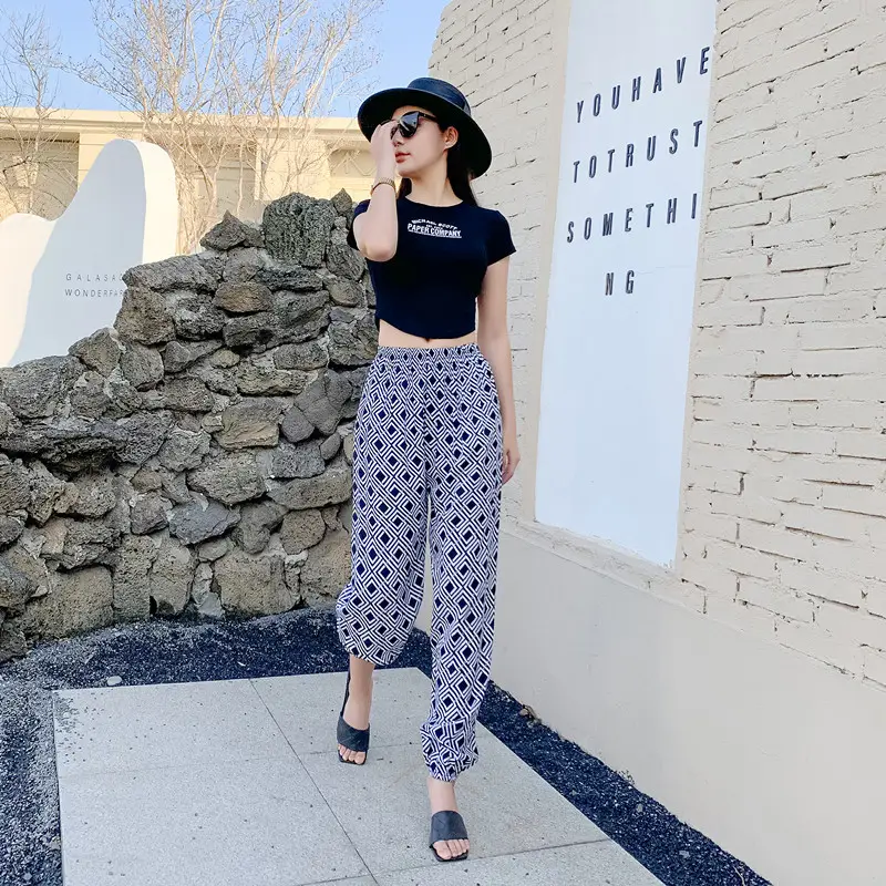 Women's Printed Cotton Silk Summer Pants