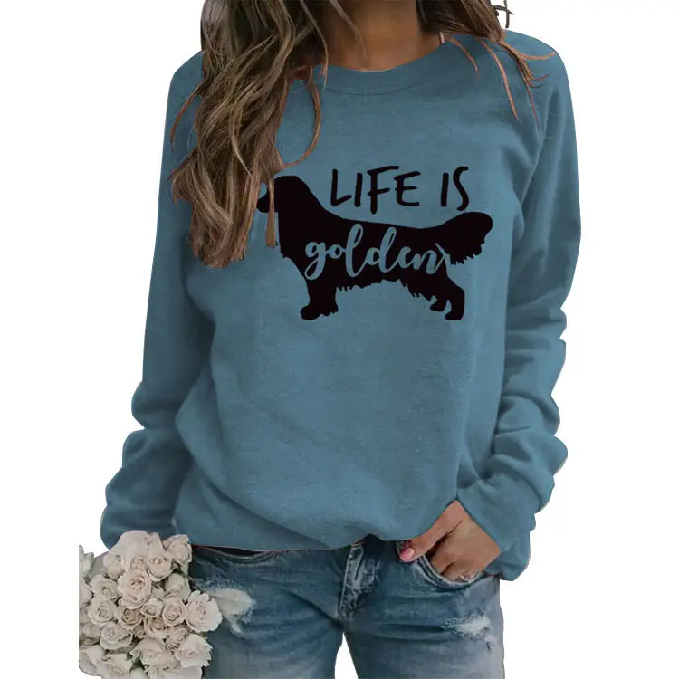 Life Is Golden Crewneck Sweatshirt Blue Long Sleeve - Image 19