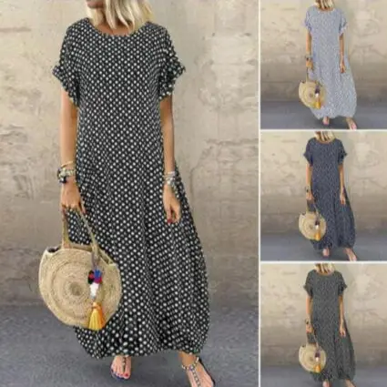 2022 Black Polka Dot Long Dress with Tassel Bag - Image 4