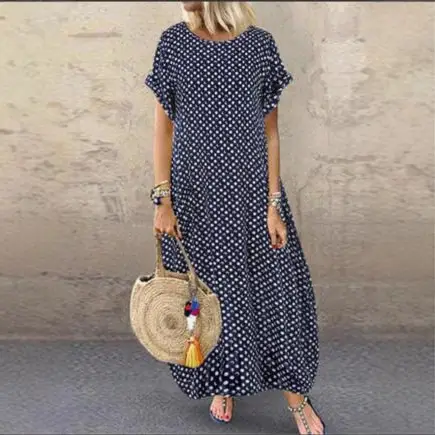 2022 Black Polka Dot Long Dress with Tassel Bag - Image 5
