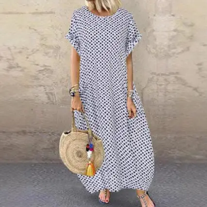 2022 Black Polka Dot Long Dress with Tassel Bag - Image 7