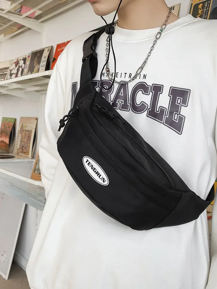 Men's Orange Japanese Style Chest Bag Lightweight Single Shoulder