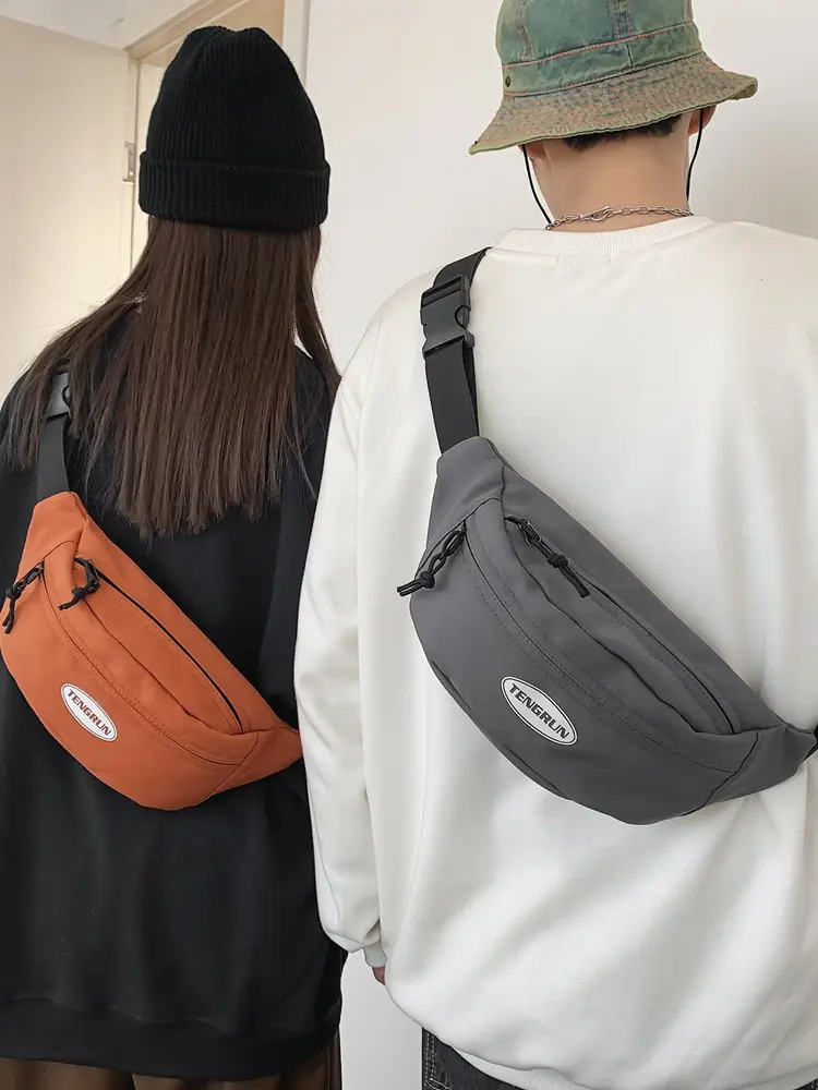 Men's Orange Japanese Style Chest Bag Lightweight Single Shoulder