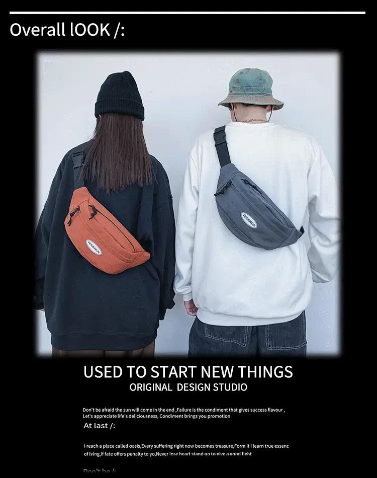 Men's Orange Japanese Style Chest Bag Lightweight Single Shoulder — feature 5