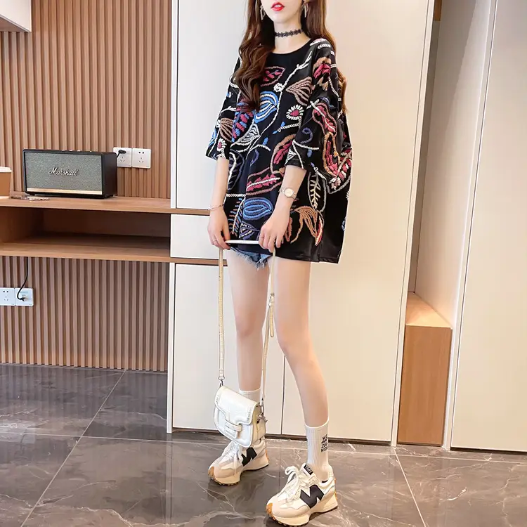 Women Printed Cotton T-Shirt Orange 2025 Summer — feature 10