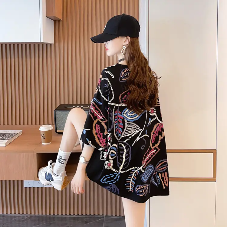 Women Printed Cotton T-Shirt Orange 2025 Summer — feature 11