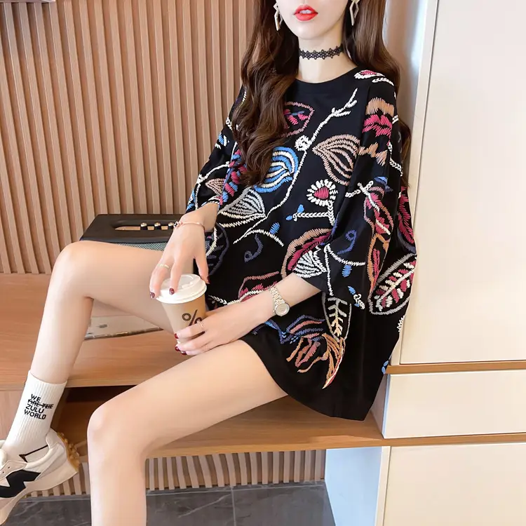 Women Printed Cotton T-Shirt Orange 2025 Summer — feature 12