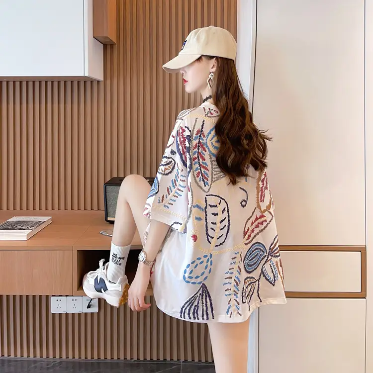 Women Printed Cotton T-Shirt Orange 2025 Summer — feature 21