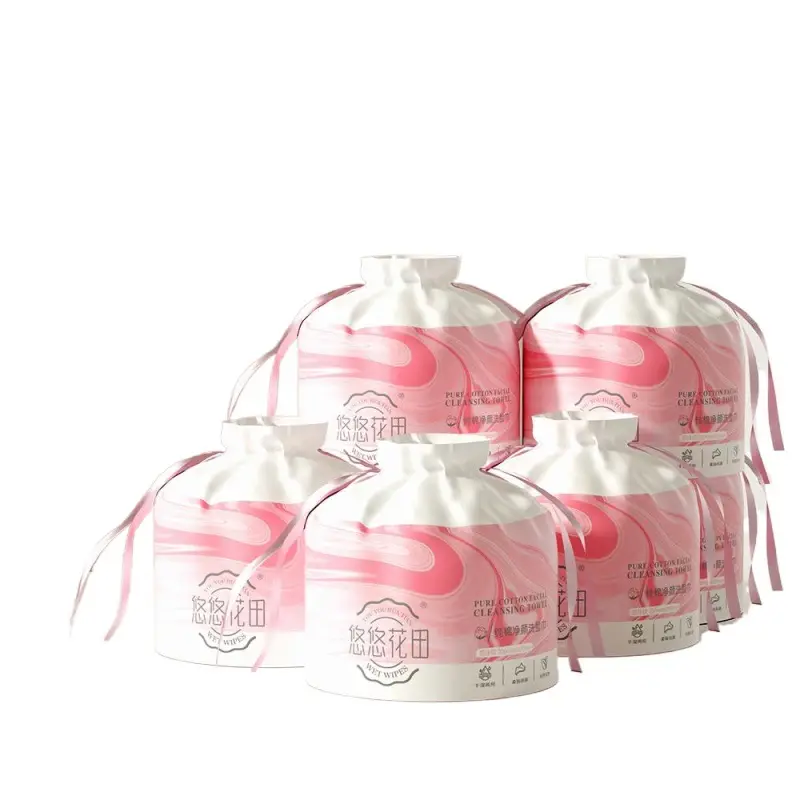 Pure Cotton Disposable Face Washing Towel Rolls Pink Floral - Image 7
