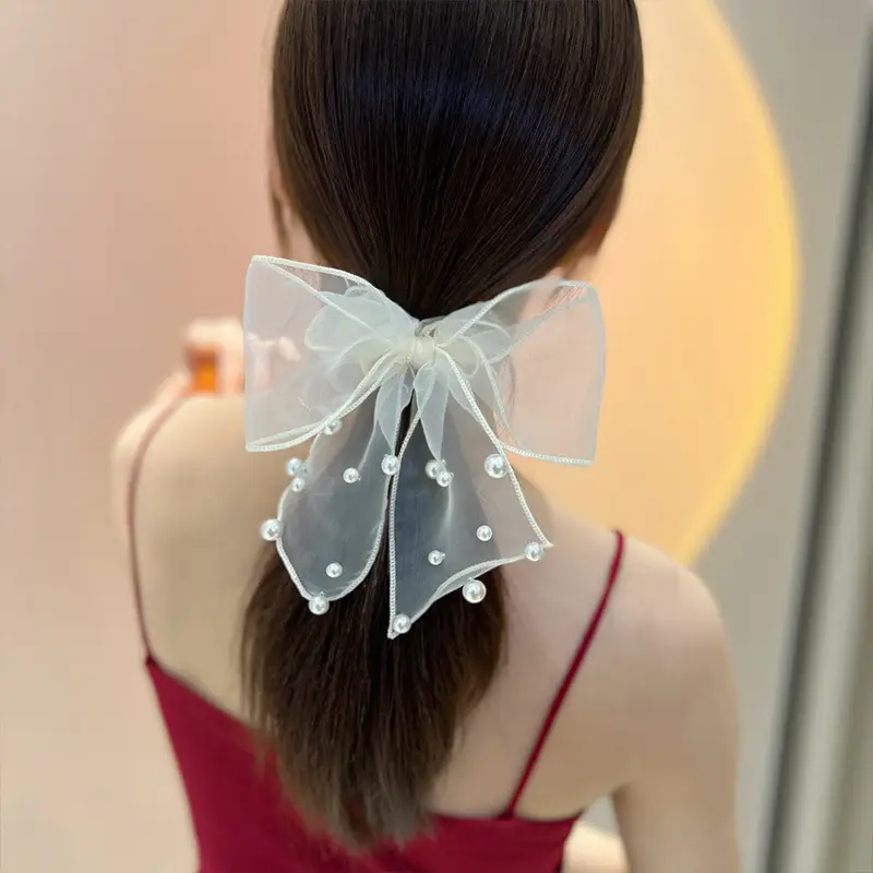 Super Fairy Horsetail Hair Ring with Organza Bow - Image 3