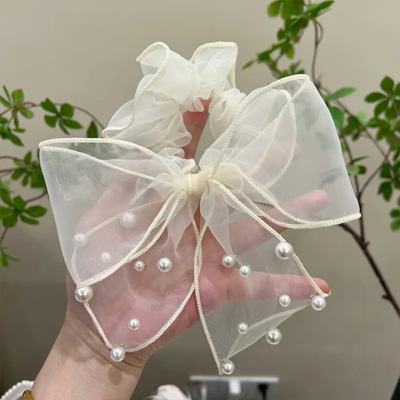 Super Fairy Horsetail Hair Ring with Organza Bow - Image 4