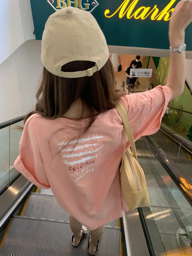 Women Loose Fit Pink Smiley T-Shirt Summer 2025 — feature 10