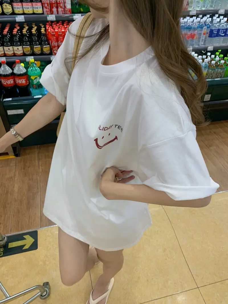 Women Loose Fit Pink Smiley T-Shirt Summer 2025 — feature 20