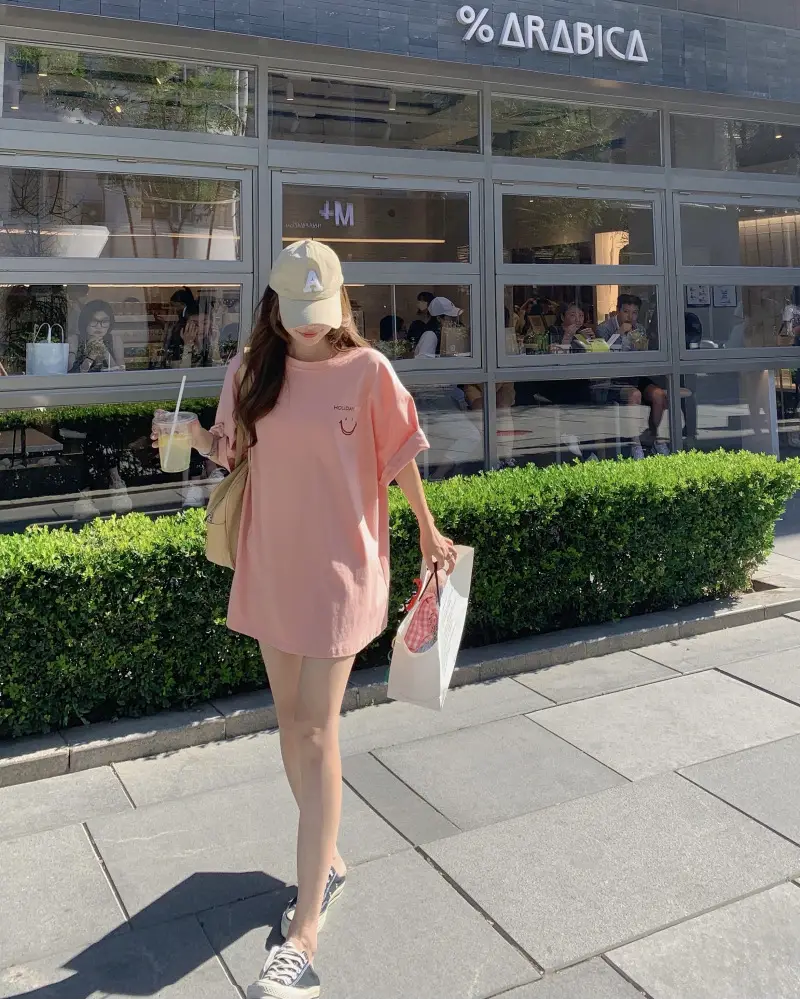 Women Loose Fit Pink Smiley T-Shirt Summer 2025 — feature 6