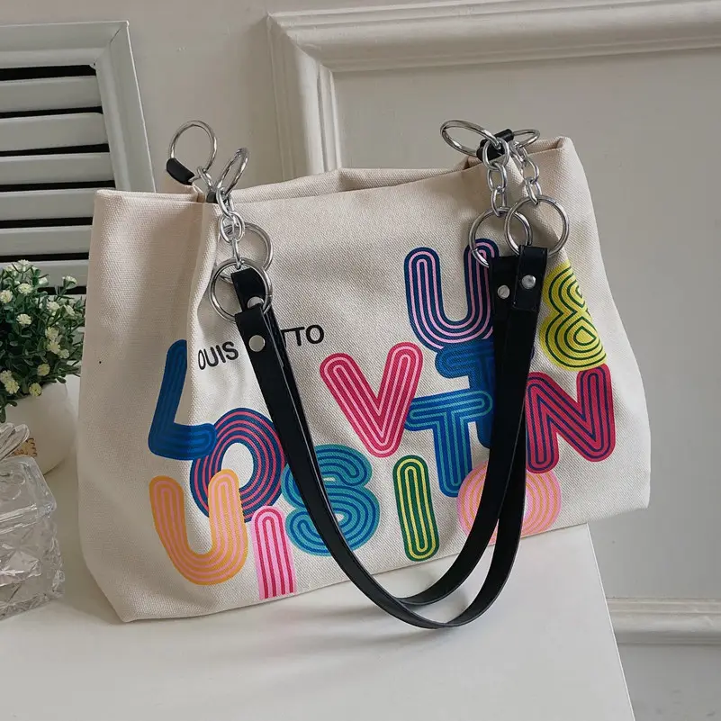 Korean Style Multi Color U Print Shoulder Bag for Women - Image 5