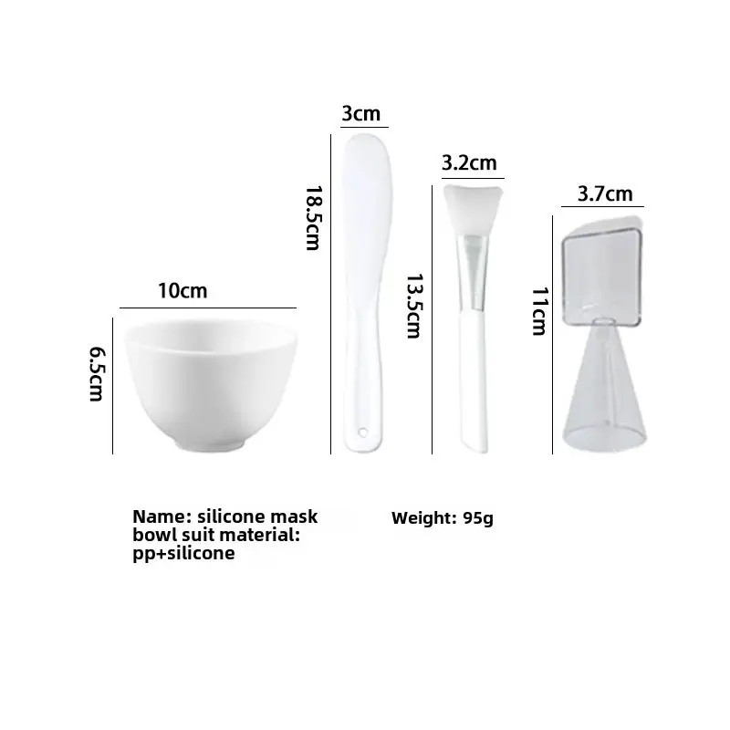 Silicone Facial Mask Bowl Set 5-Piece Beauty Salon Tools - Image 2