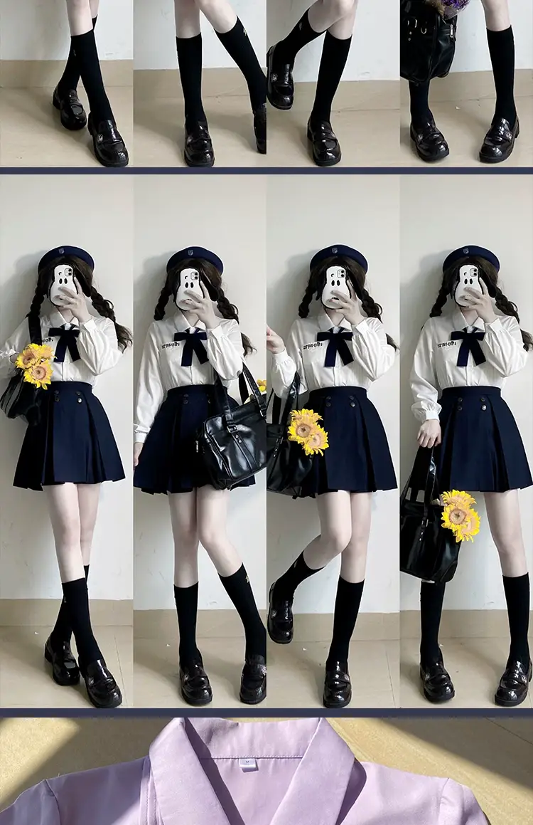 Qing Ying University Embroidered V-Neck Shirt with Bow — feature 3