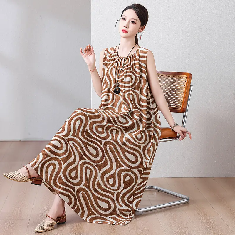 2025 Cotton Silk Floral Mid-Length Dress Plus Size - Image 13