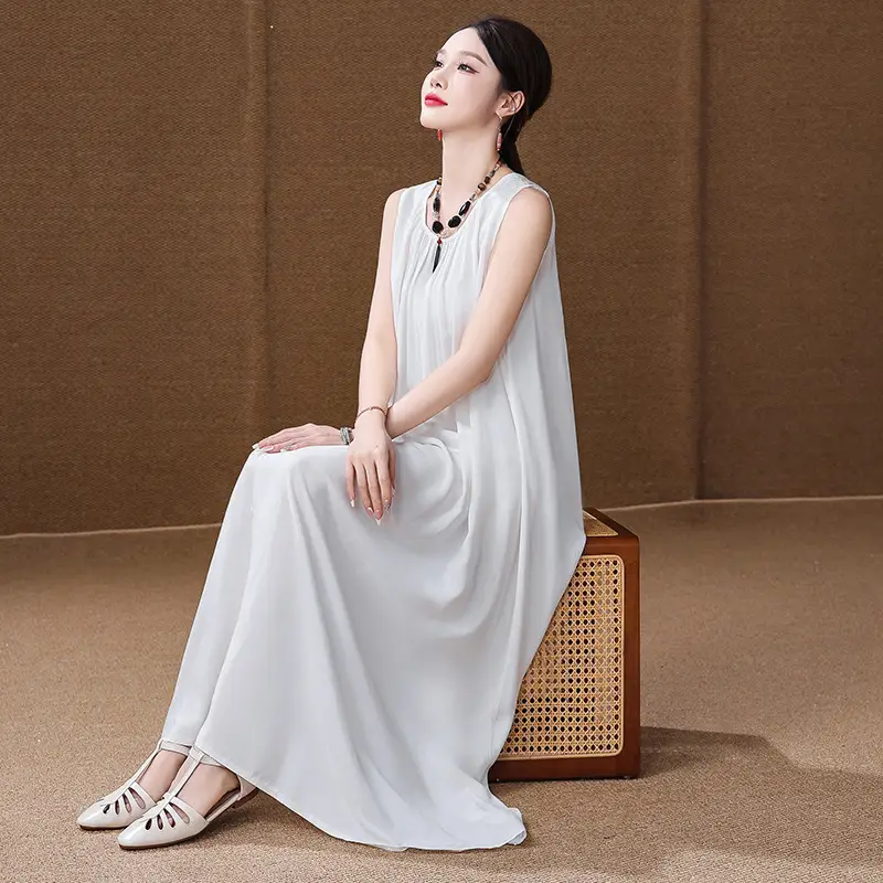2025 Cotton Silk Floral Mid-Length Dress Plus Size - Image 17