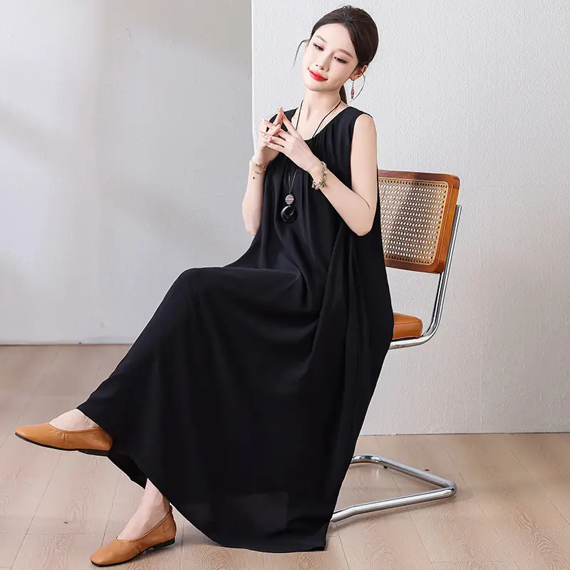 2025 Cotton Silk Floral Mid-Length Dress Plus Size - Image 19