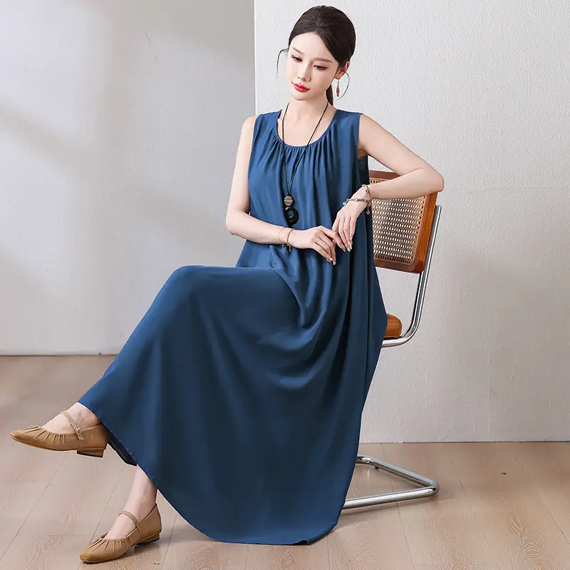 2025 Cotton Silk Floral Mid-Length Dress Plus Size - Image 21