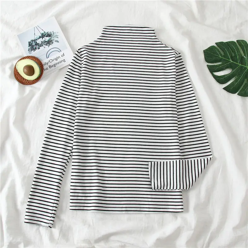 Women Ruffled Collar T-Shirt Brown Long Sleeve