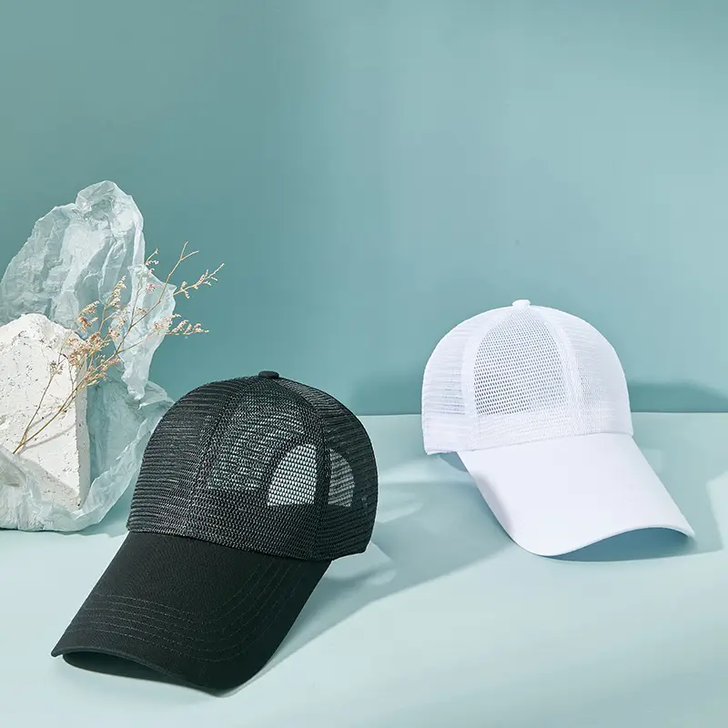 Men's Black Mesh Trucker Cap 11cm Brim Outdoor Sunshade - Image 4